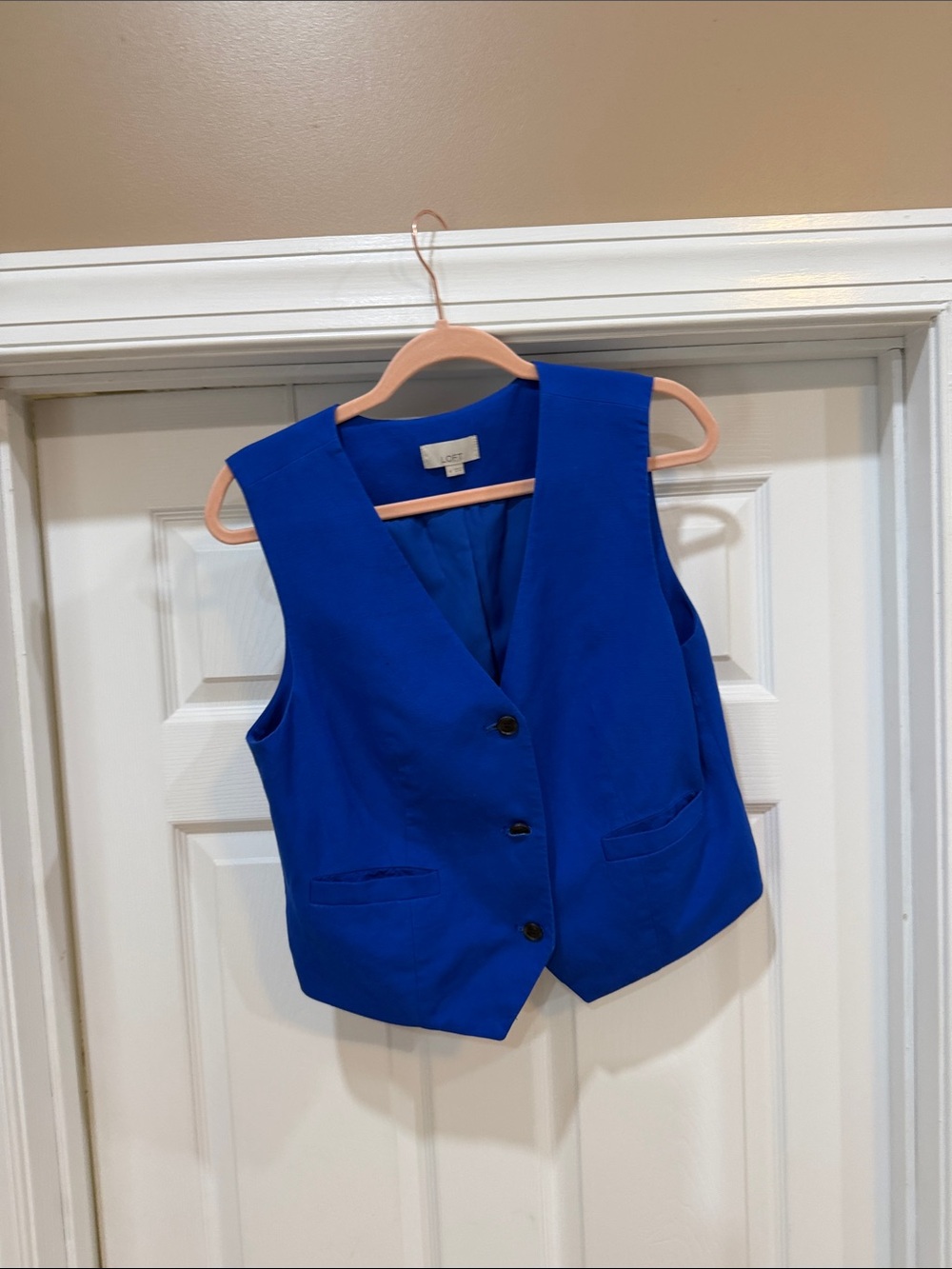 Loft Royal Blue Button-Up Vest. Sz med. Like new.
